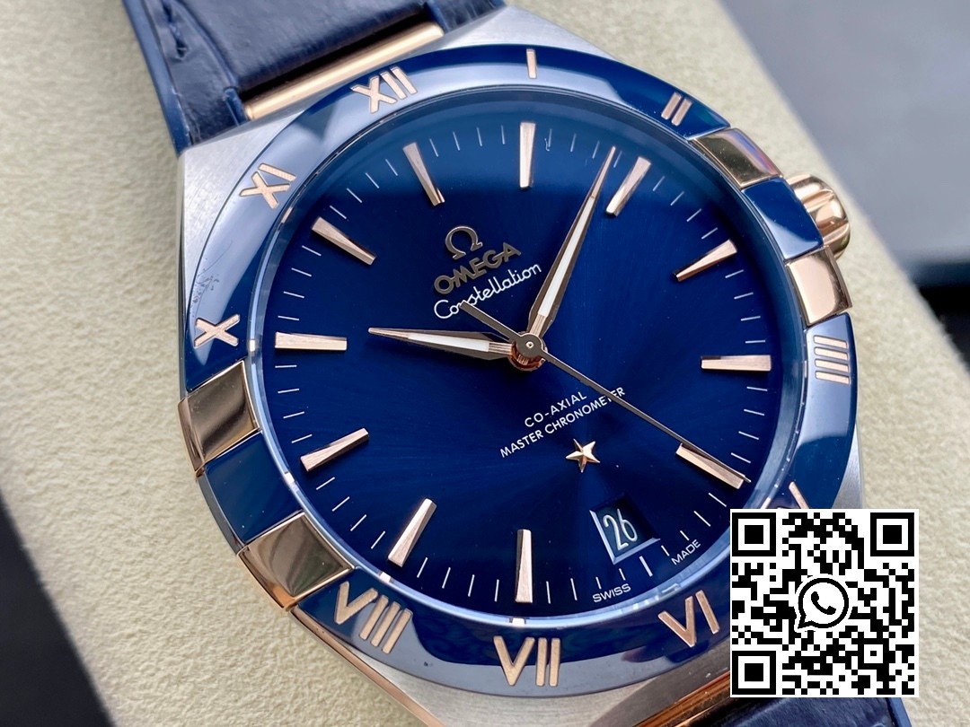 Omega Constellation Black Ceramic SS/RG VS Factory 1:1 Best Edition Blue Dial