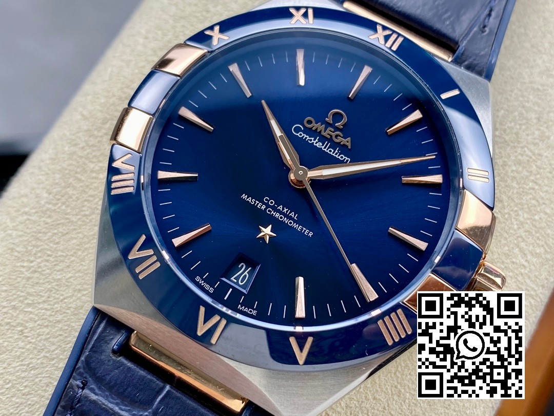 Omega Constellation Black Ceramic SS/RG VS Factory 1:1 Best Edition Blue Dial