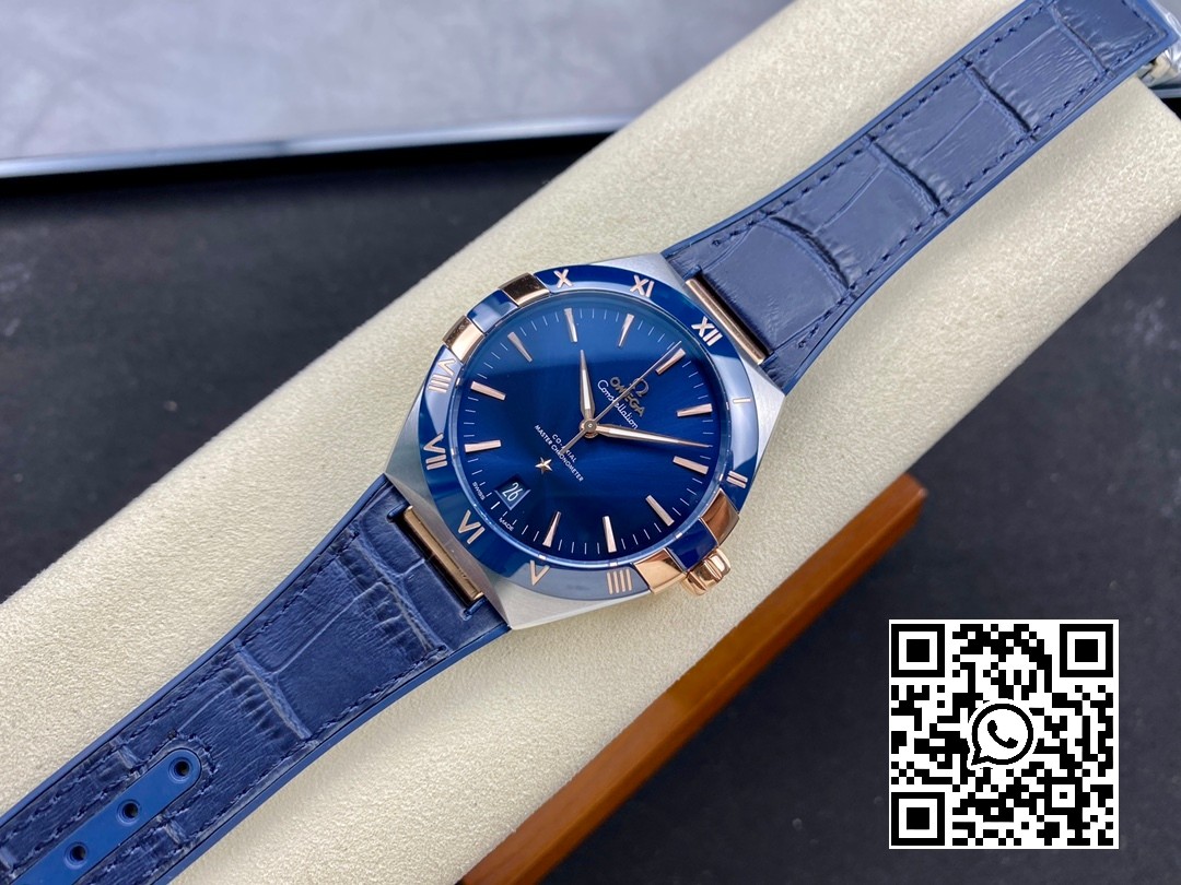 Omega Constellation Black Ceramic SS/RG VS Factory 1:1 Best Edition Blue Dial