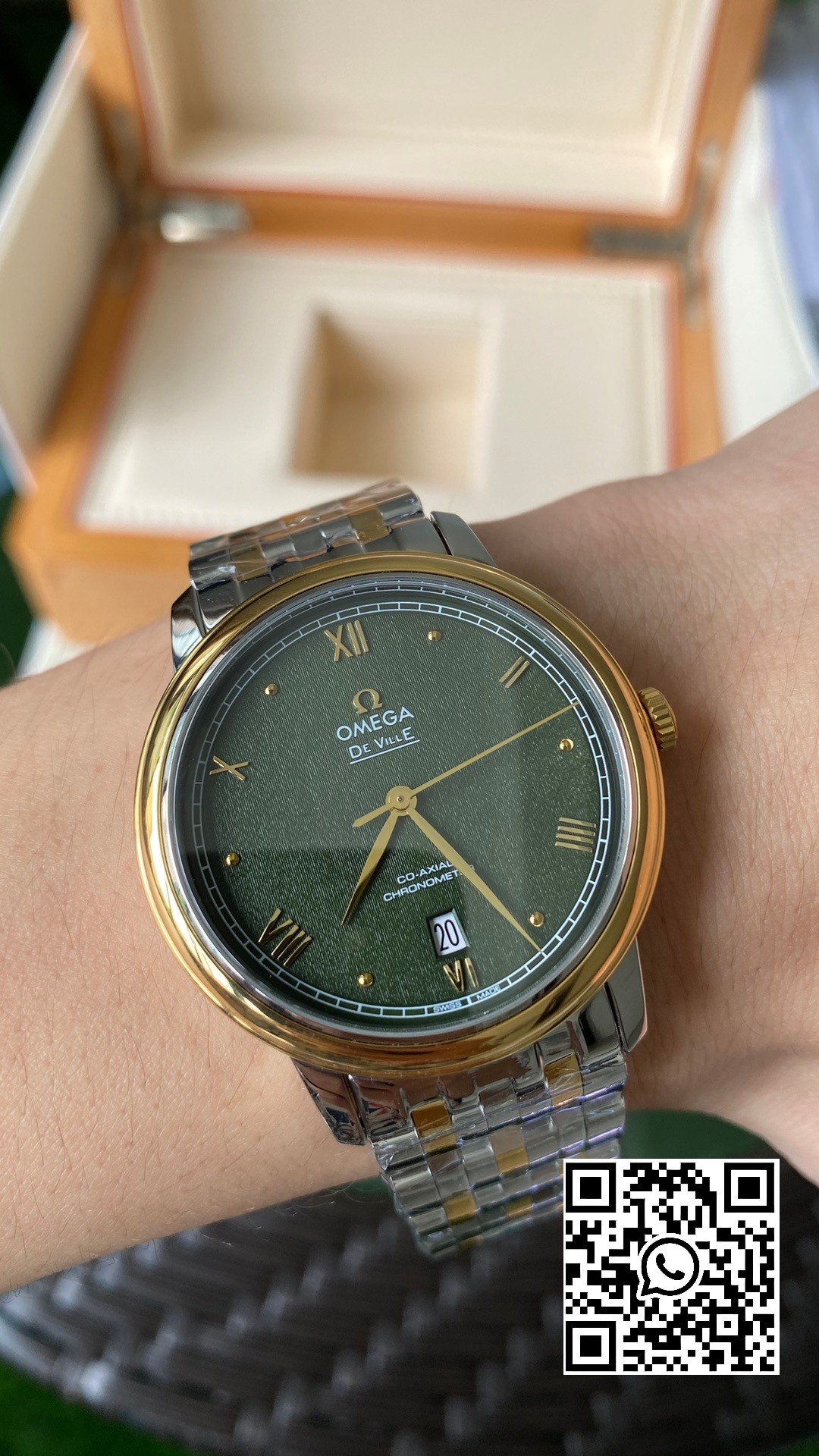 Omega De Ville Prestige 39.5mm YG/SS A+ Factory 1:1 Best Edition Green Granular Dial