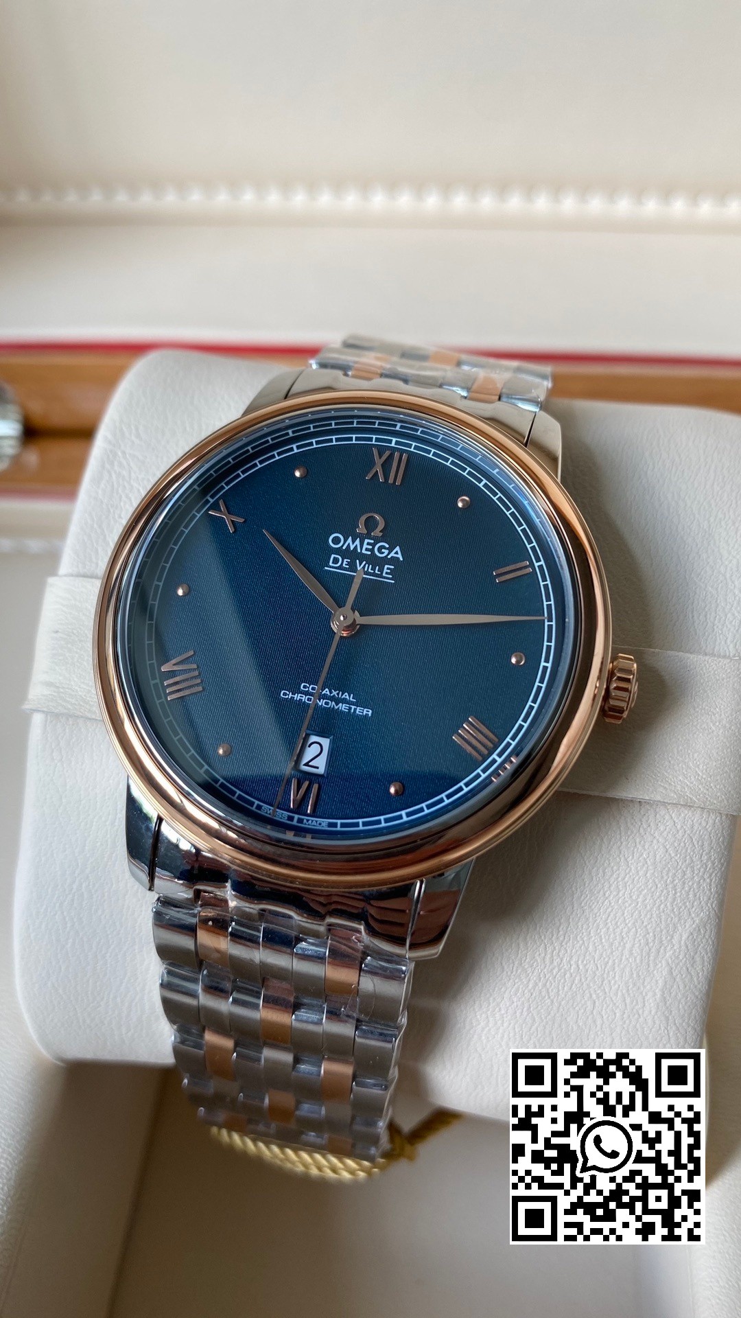 Omega De Ville Prestige 39.5mm RG/SS A+ Factory 1:1 Best Edition Blue Granular Dial