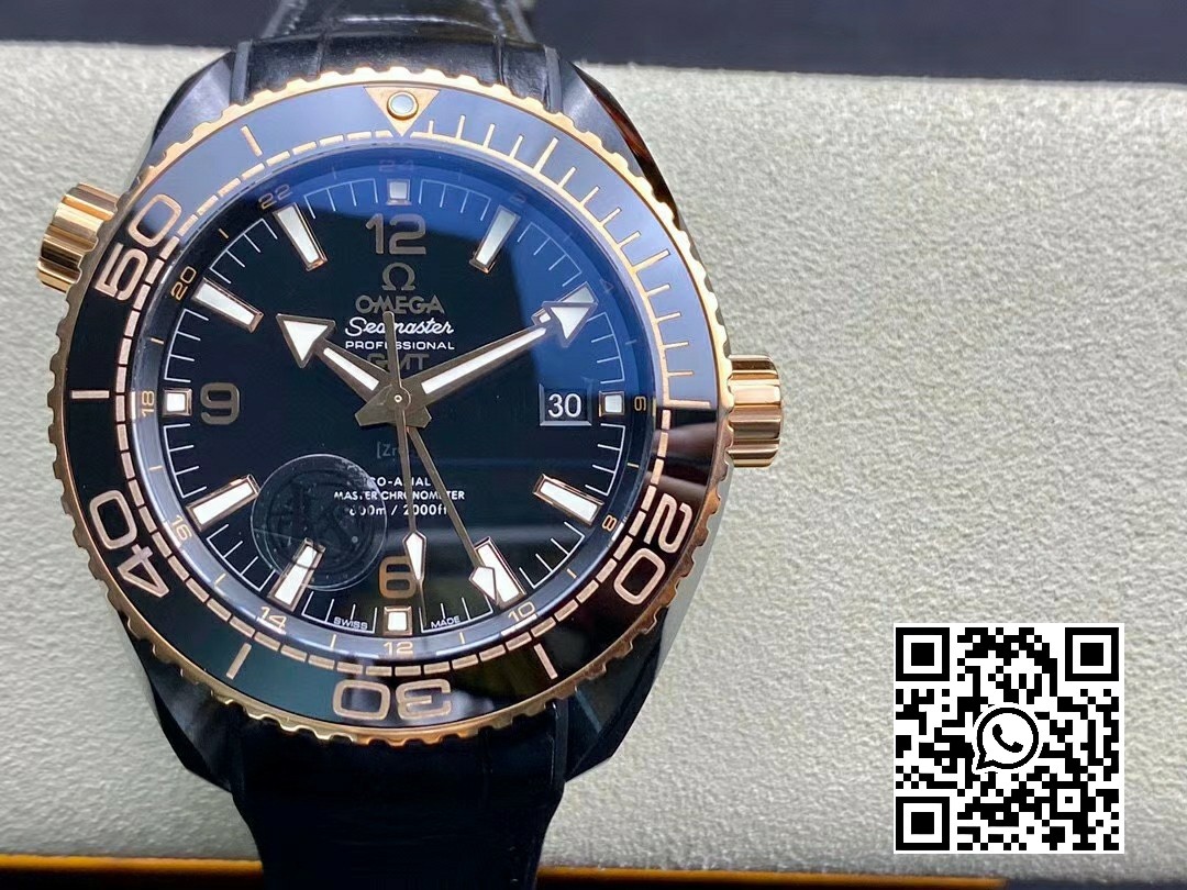 Omega Planet Ocean 45.5mm Deep Gold Black Real Ceramic VS Factory Black Leather Strap A8906 Super Clone