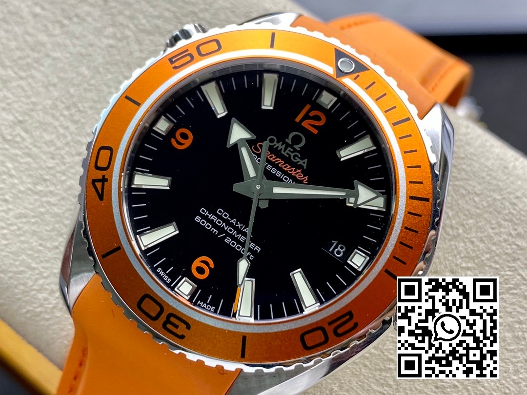 Omega Planet Ocean Professional Orange Bezel 42mm VS Factory1:1 Best Edition on Orange Rubber Strap A8500 Super Clone