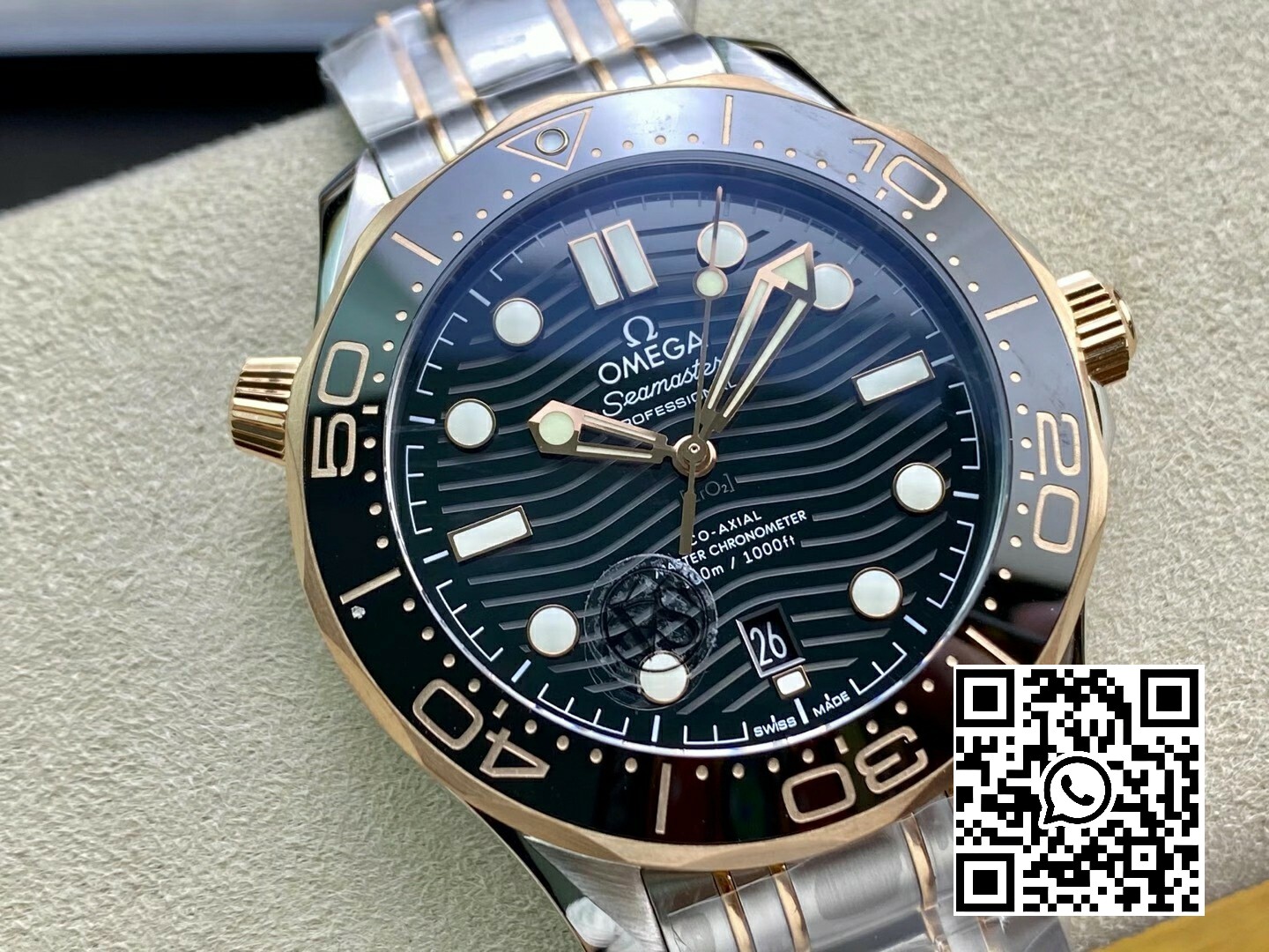 Omega 2018 Seamaster Diver 300M SS/RG VS Factory 1:1 Best Edition RG Bezel Black Dial