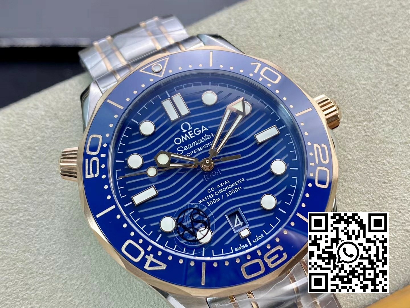 Omega 2018 Seamaster Diver 300M SS/RG VS Factory 1:1 Best Edition RG Bezel Blue Dial