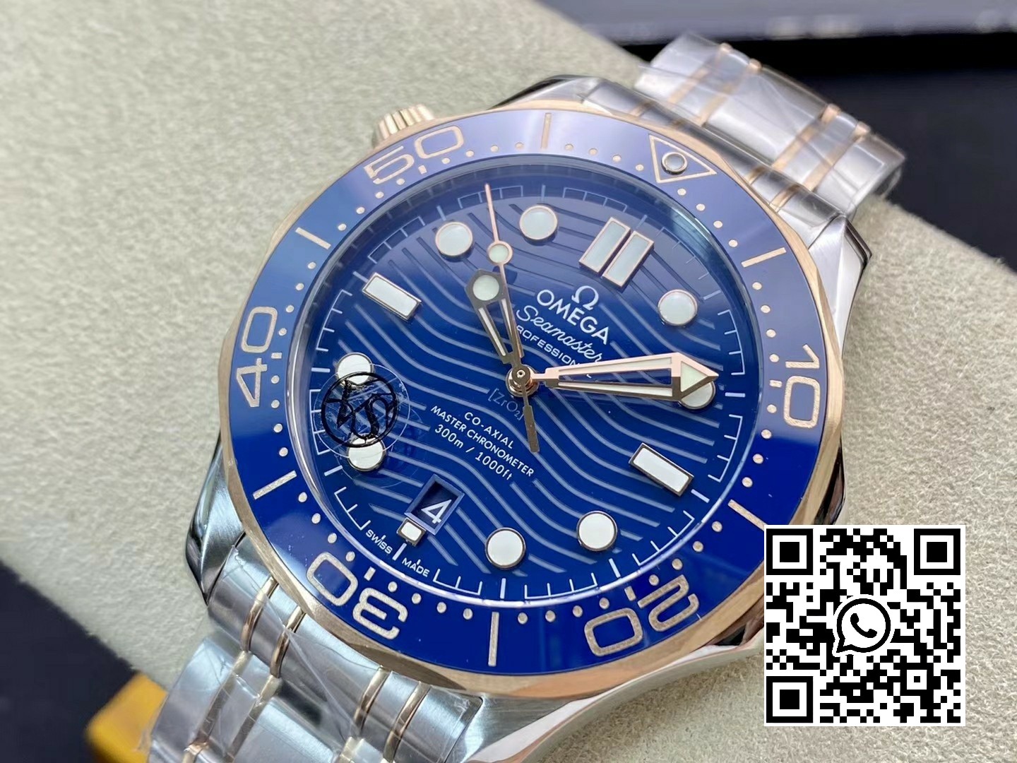 Omega 2018 Seamaster Diver 300M SS/RG VS Factory 1:1 Best Edition RG Bezel Blue Dial