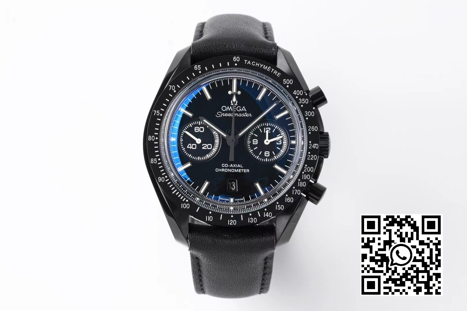 Omega Speedmaster “Dark Side of The Moon” Real Ceramic OM Factory 1:1 Best Edition on Black leather Strap A9300