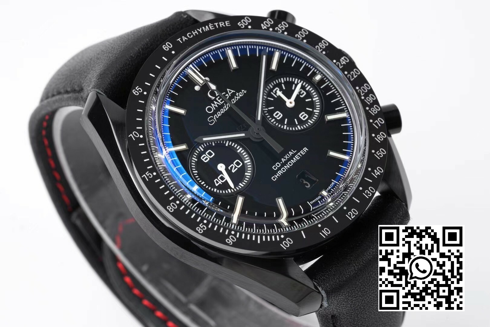 Omega Speedmaster “Dark Side of The Moon” Real Ceramic OM Factory 1:1 Best Edition on Black leather Strap A9300