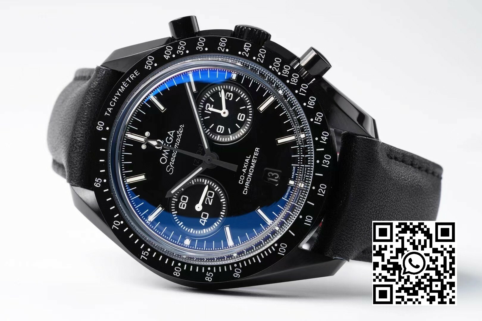 Omega Speedmaster “Dark Side of The Moon” Real Ceramic OM Factory 1:1 Best Edition on Black leather Strap A9300