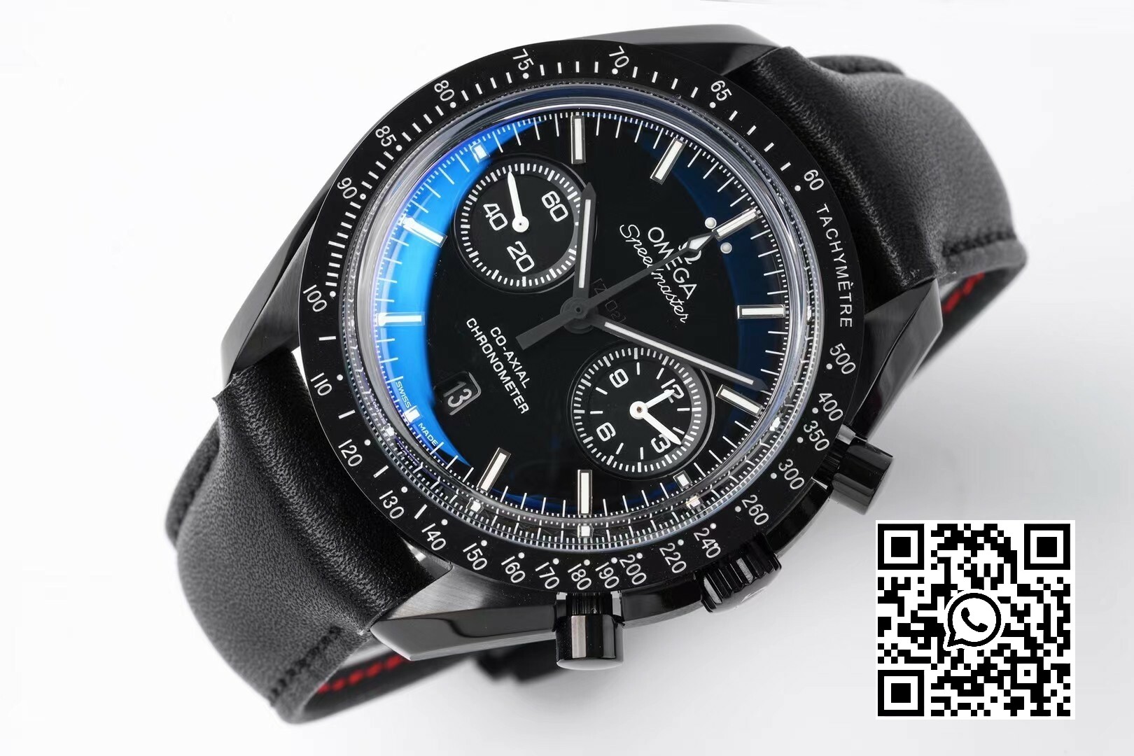 Omega Speedmaster “Dark Side of The Moon” Real Ceramic OM Factory 1:1 Best Edition on Black leather Strap A9300