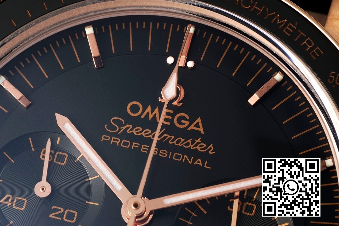 Omega Speedmaster Moonwatch in Moonshine Gold YG RM Factory 1:1 Best Edition Black Dial