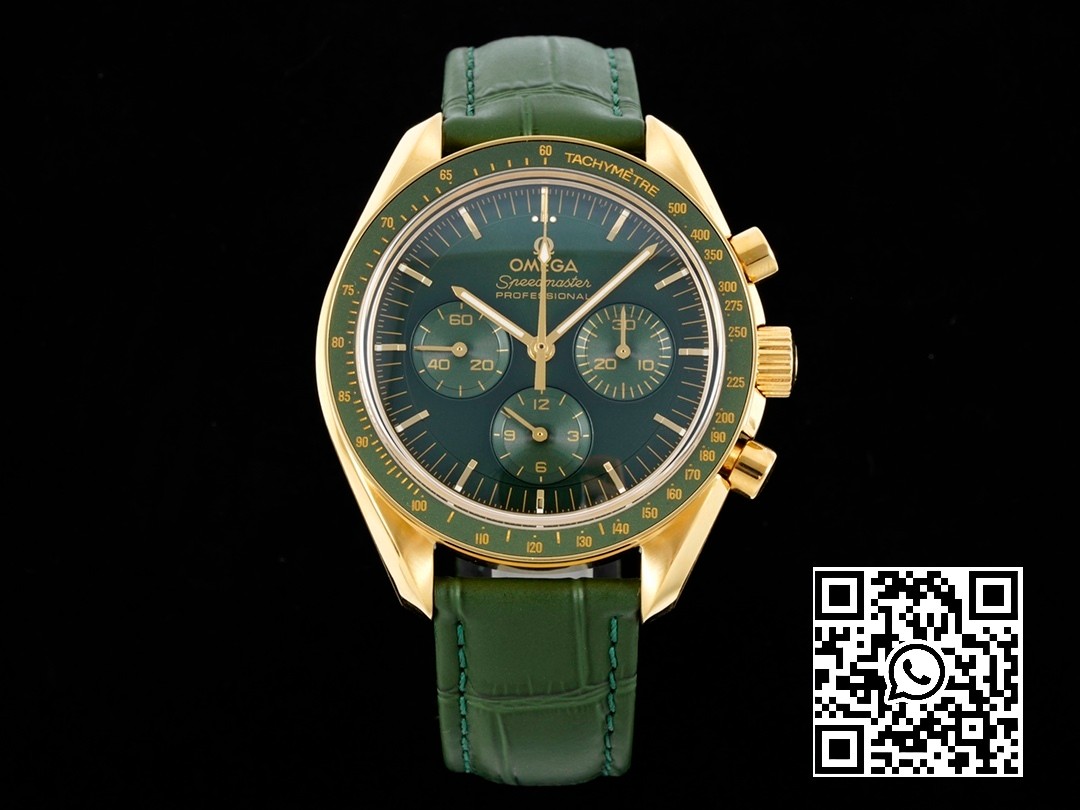 Omega Speedmaster Moonwatch in Moonshine Gold YG RM Factory 1:1 Best Edition Green Dial