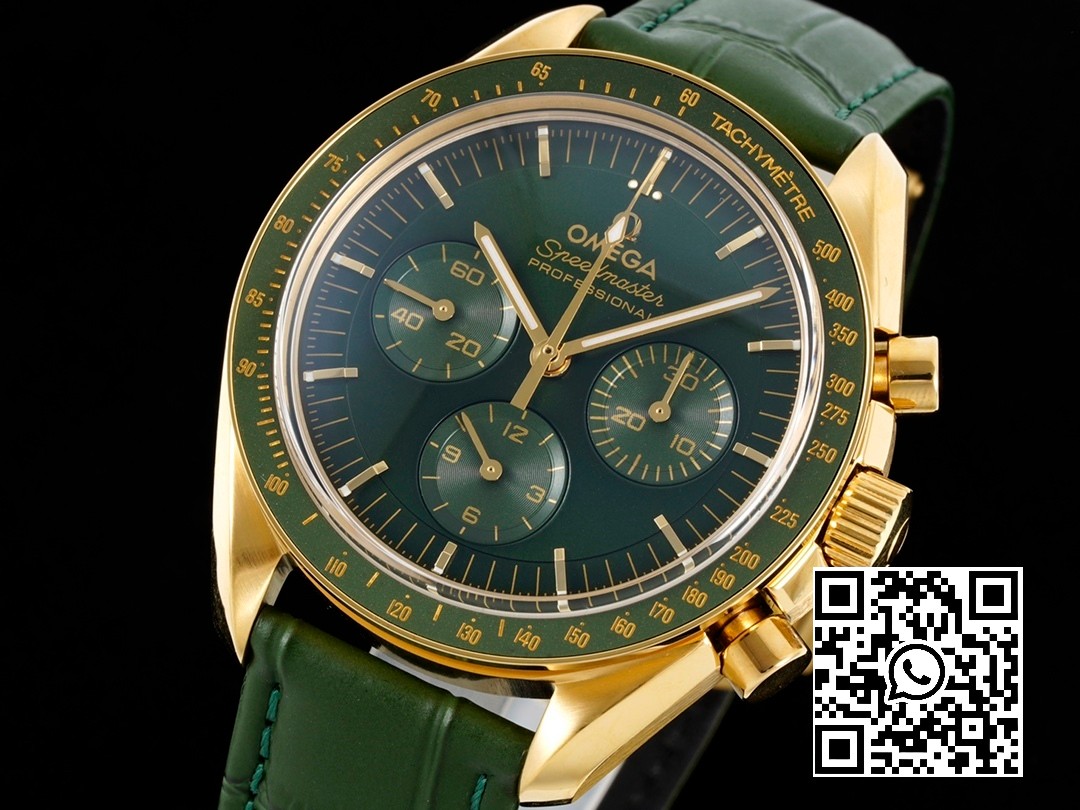 Omega Speedmaster Moonwatch in Moonshine Gold YG RM Factory 1:1 Best Edition Green Dial