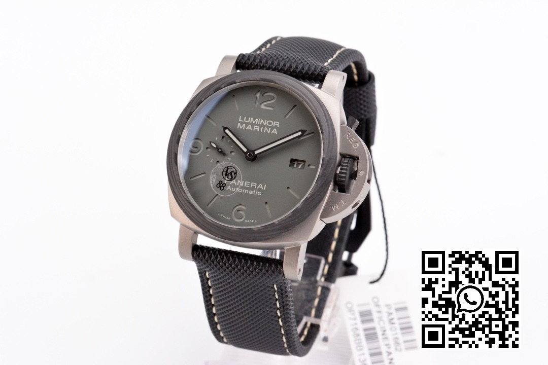 Panerai PAM01662 PAM1662 Satin-polished Ti VS Factory 1:1 Best Edition on Black Kevlar Composite Strap P.9010