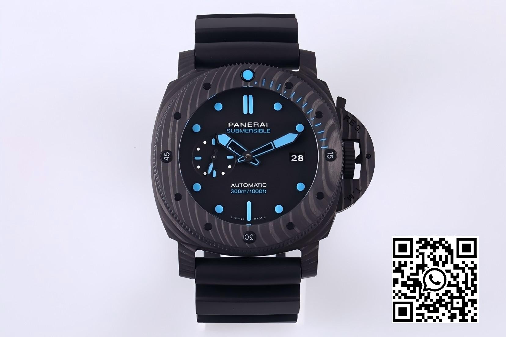 Panerai PAM00904 PAM616 Carbotech VS Factory Best Edition on Blue Logo Black Rubber Strap P.9000 Super Clone V3