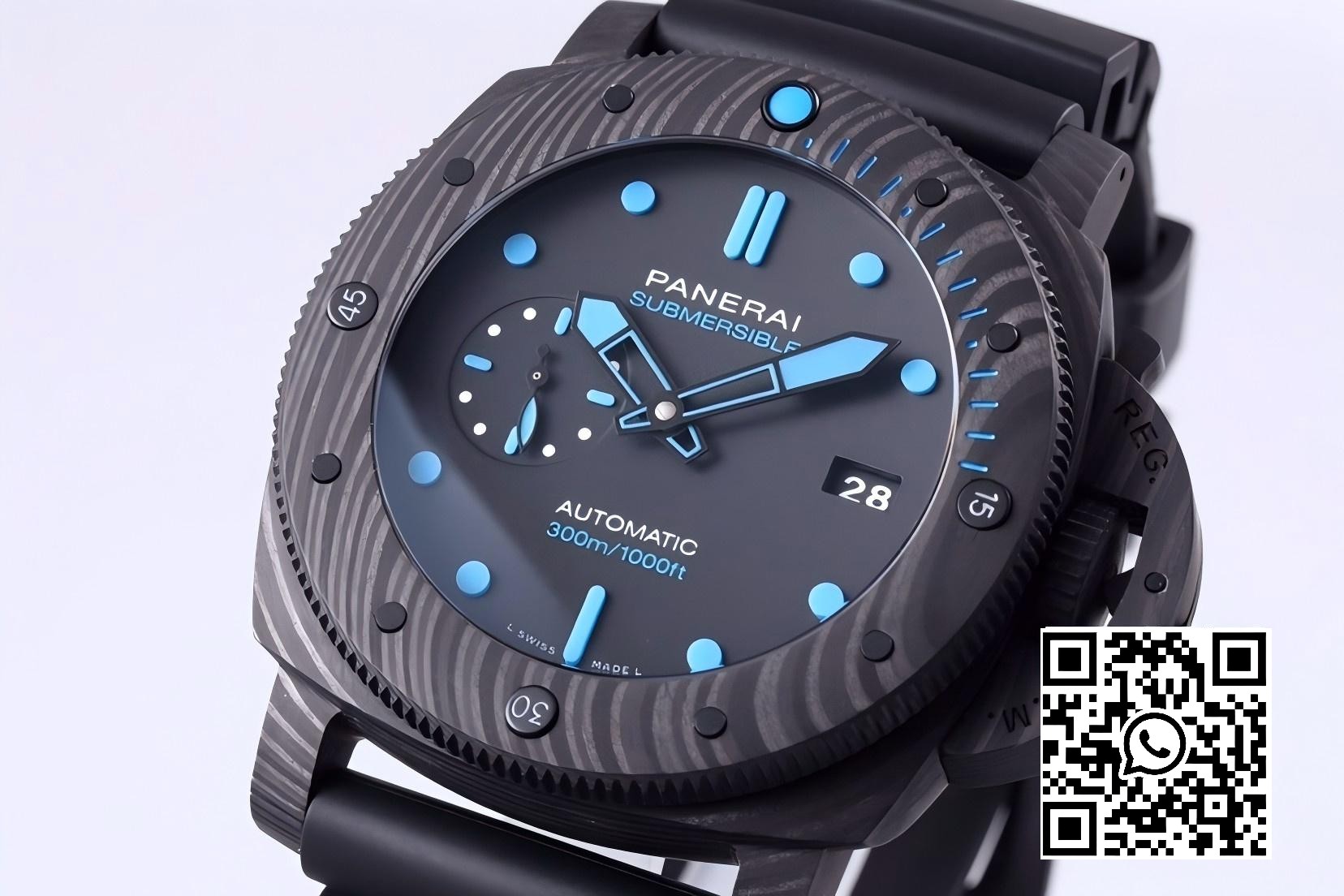 Panerai PAM00904 PAM616 Carbotech VS Factory Best Edition on Blue Logo Black Rubber Strap P.9000 Super Clone V3