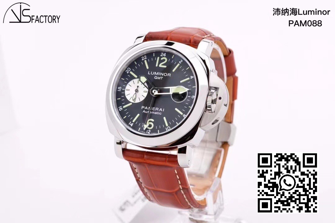 Panerai PAM00088 PAM088 R Luminor GMT 44mm VS Factory 1:1 Best Edition on Brown Leather Strap P.9001 Super Clone