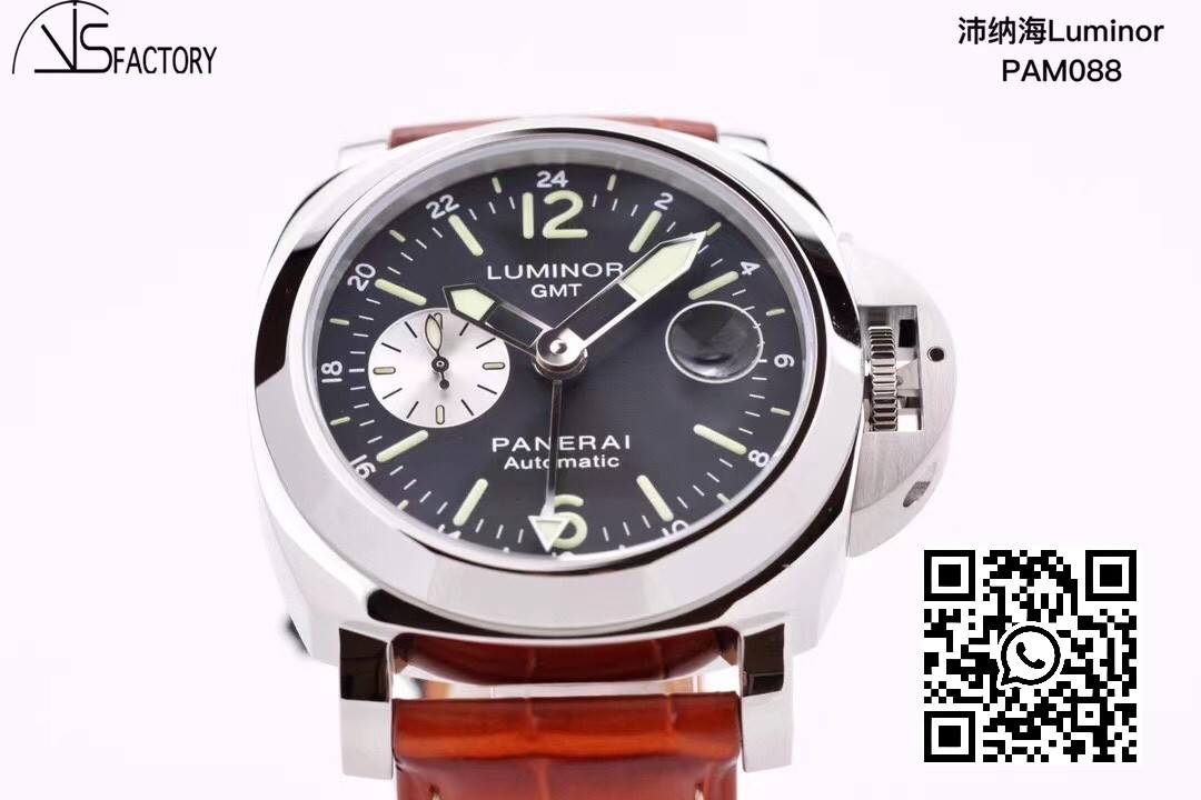 Panerai PAM00088 PAM088 R Luminor GMT 44mm VS Factory 1:1 Best Edition on Brown Leather Strap P.9001 Super Clone