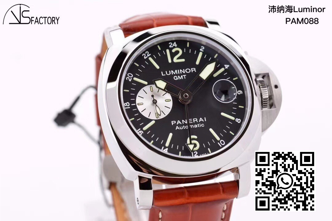 Panerai PAM00088 PAM088 R Luminor GMT 44mm VS Factory 1:1 Best Edition on Brown Leather Strap P.9001 Super Clone